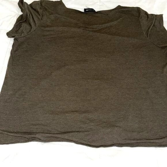 Elizabeth Womens 2X Brown Tie Front Short Sleeve Top - Picture 2 of 6